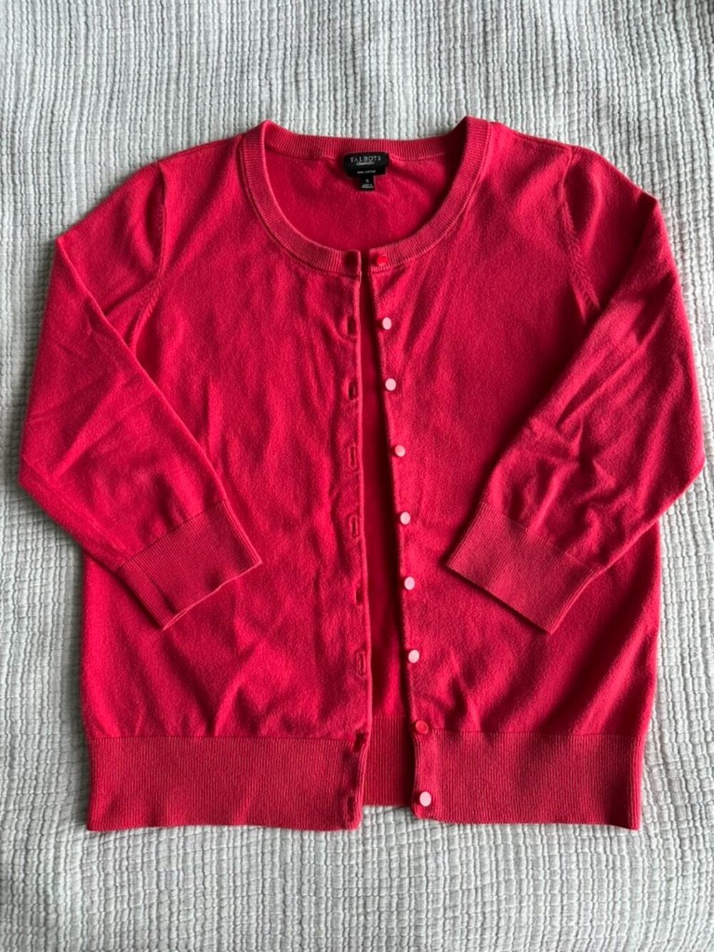 Talbots red 3/4 sleeve cardigan